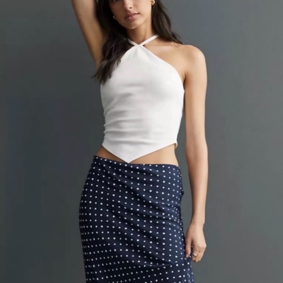 ERI + ALI X ANTHROPOLOGIE WHITE HALTER TOP by Eri + Ali Size Large - Picture 2 of 7